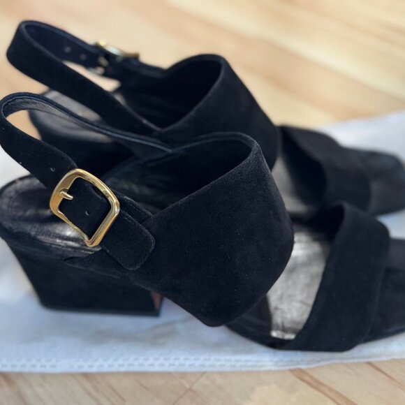 Celine Pheobe black suede leather sandals block heel - Picture 1 of 6